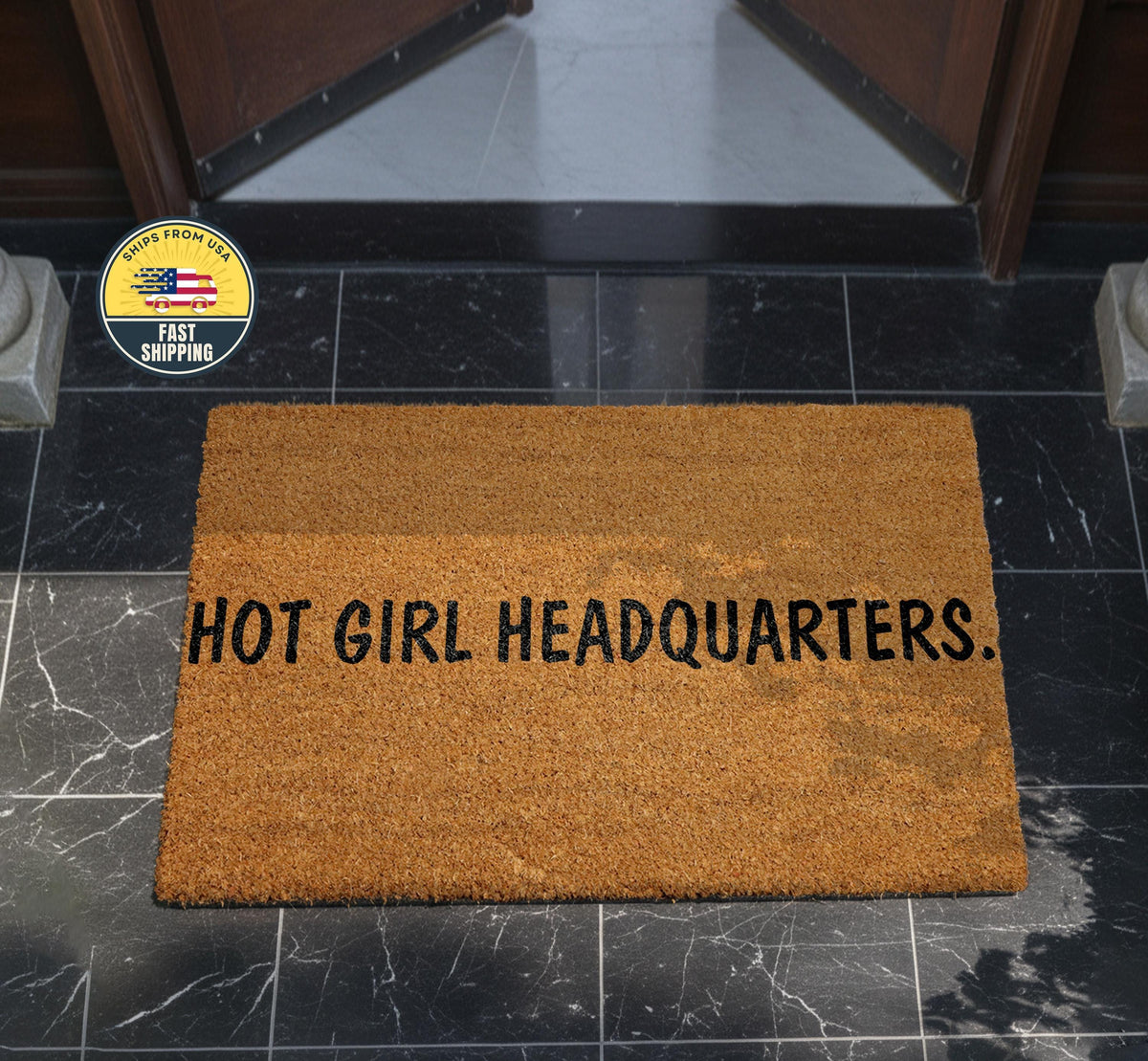 Hot Girl Headquarters Doormat, Funny Coir Welcome Mat, Funny Hot Girl Doormat