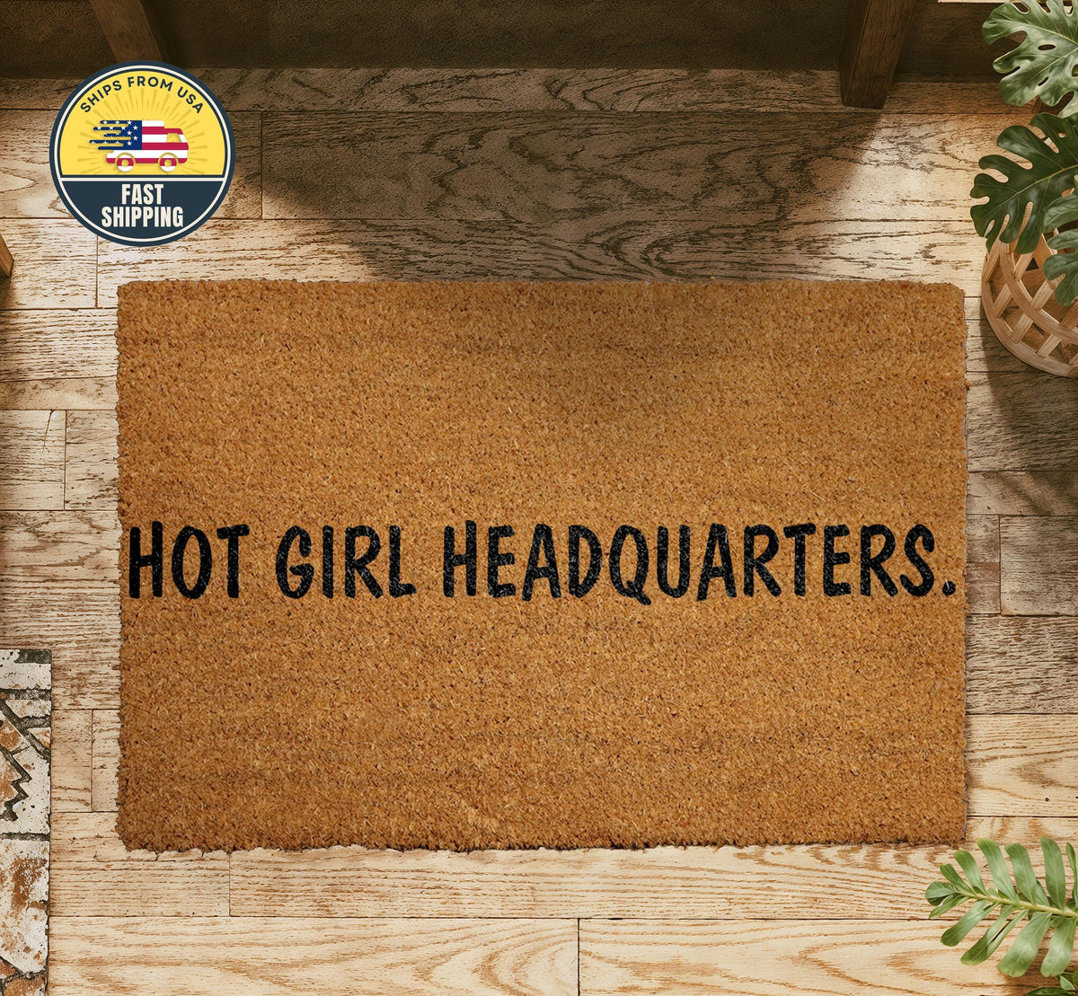 Hot Girl Headquarters Doormat, Funny Coir Welcome Mat, Funny Hot Girl Doormat