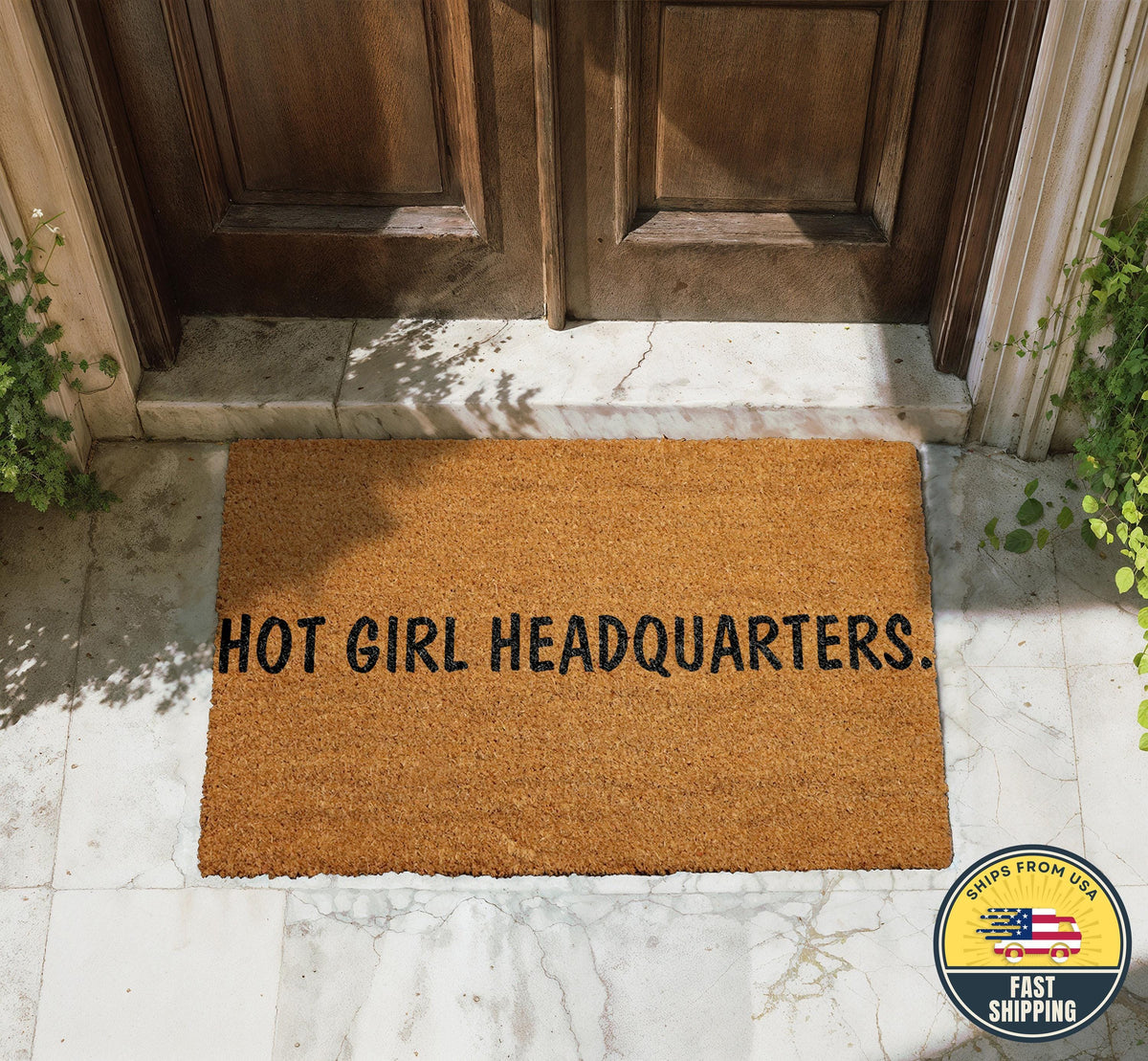 Hot Girl Headquarters Doormat, Funny Coir Welcome Mat, Funny Hot Girl Doormat