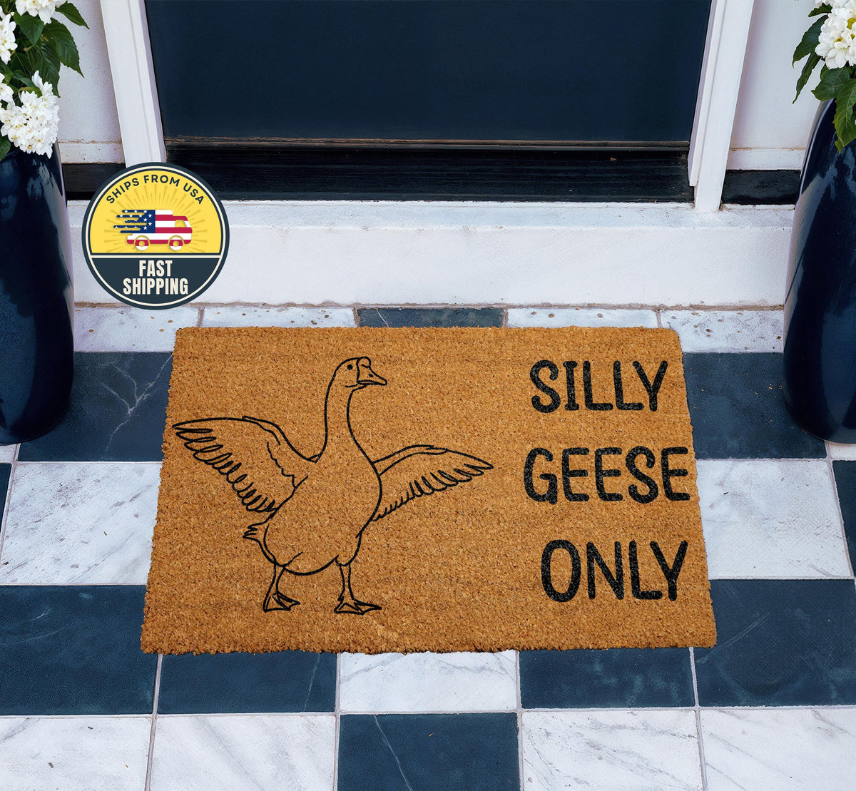 Silly Geese Only Coir Doormat, Funny Welcome Mat, Cute Doormat, Funny Sayings Rug