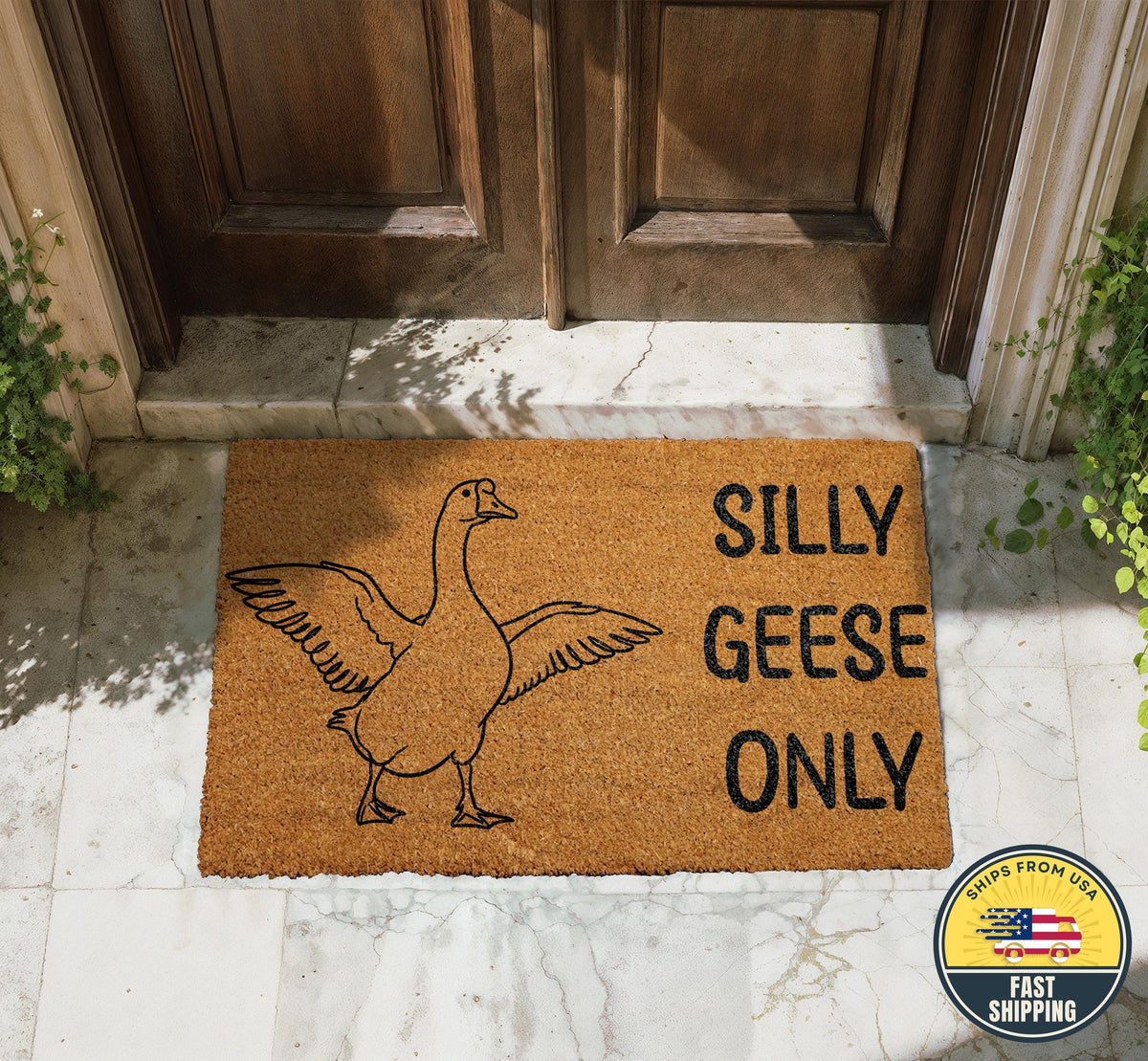 Silly Geese Only Coir Doormat, Funny Welcome Mat, Cute Doormat, Funny Sayings Rug
