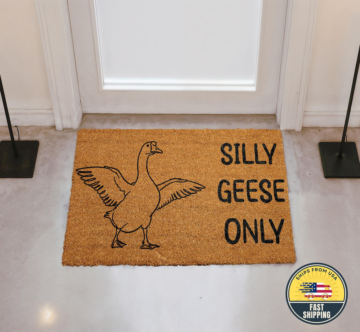 Silly Geese Only Coir Doormat, Funny Welcome Mat, Cute Doormat, Funny Sayings Rug