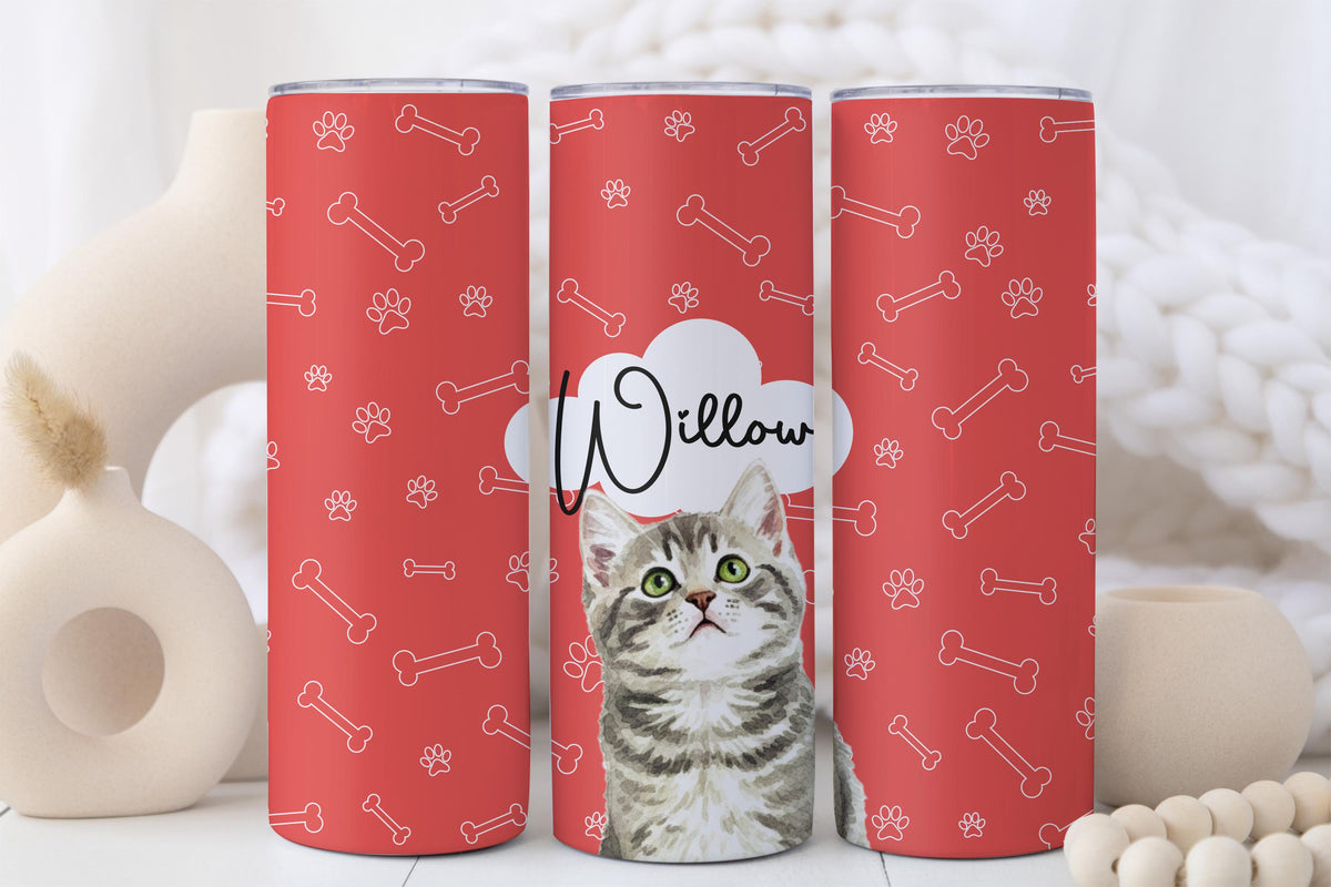 Custom Watercolor Dog Photo Tumbler, Personalized Pet Photo & Name Cup, Paw Print Design Dogs Mom Gift, Pets Lover Colorful Tumblers