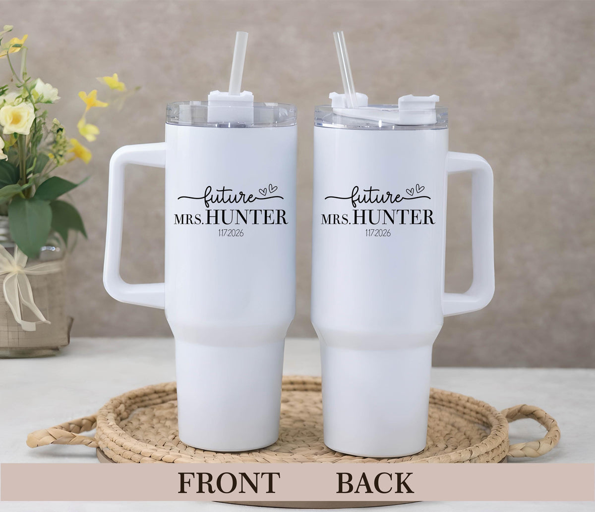 Personalized Future Mrs. Tumbler, Bride Travel Cup, Engagement Gift, Bridal Shower Drinkware