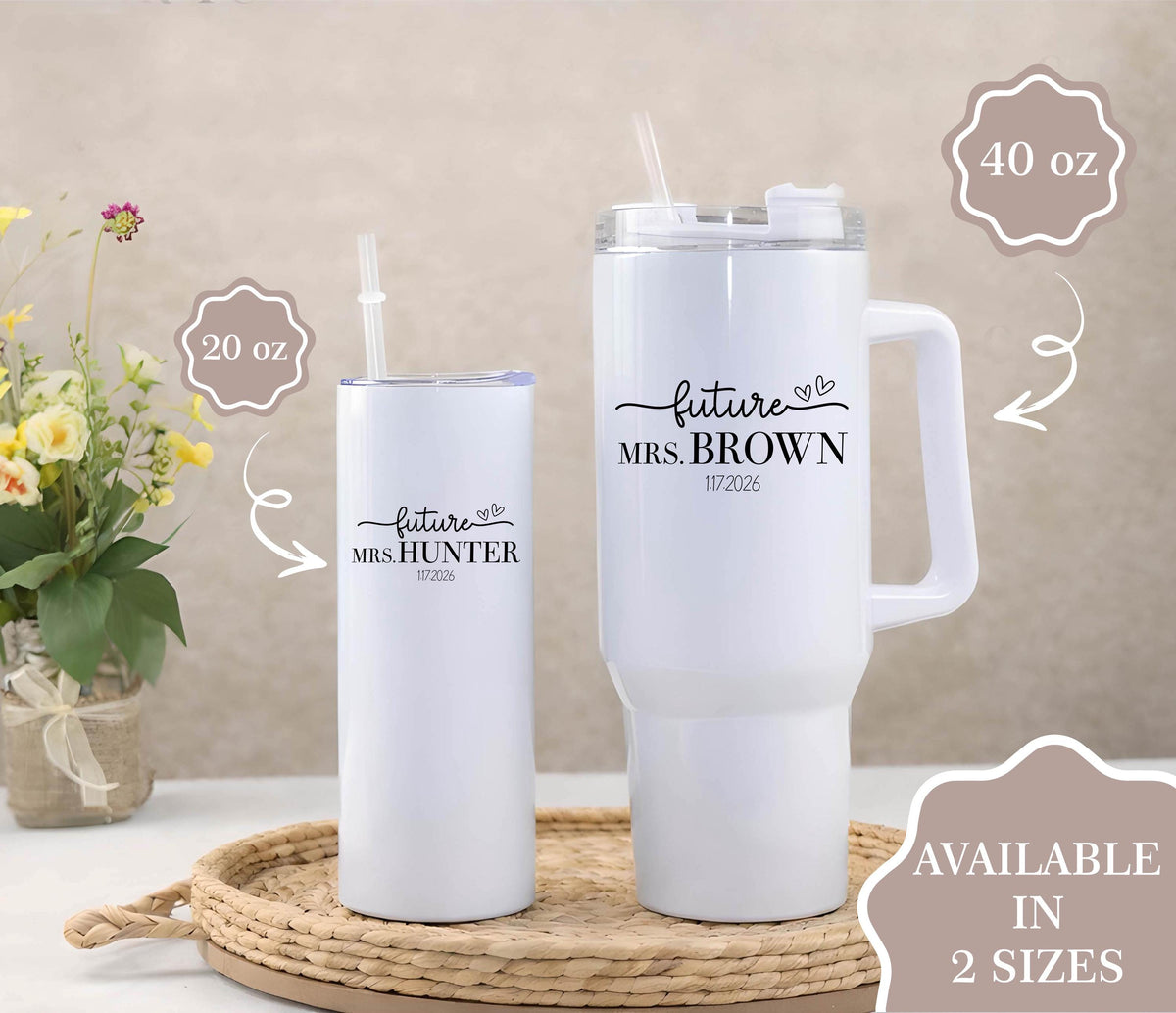 Personalized Future Mrs. Tumbler, Bride Travel Cup, Engagement Gift, Bridal Shower Drinkware