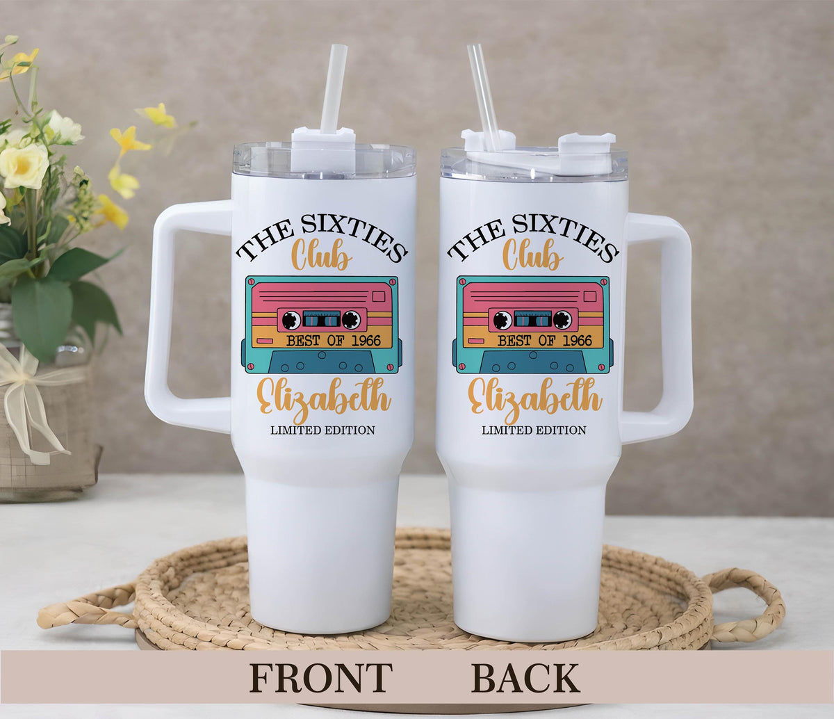 Sixties Club Tumbler, Personalized Stainless Steel Cup (20oz or 40oz)