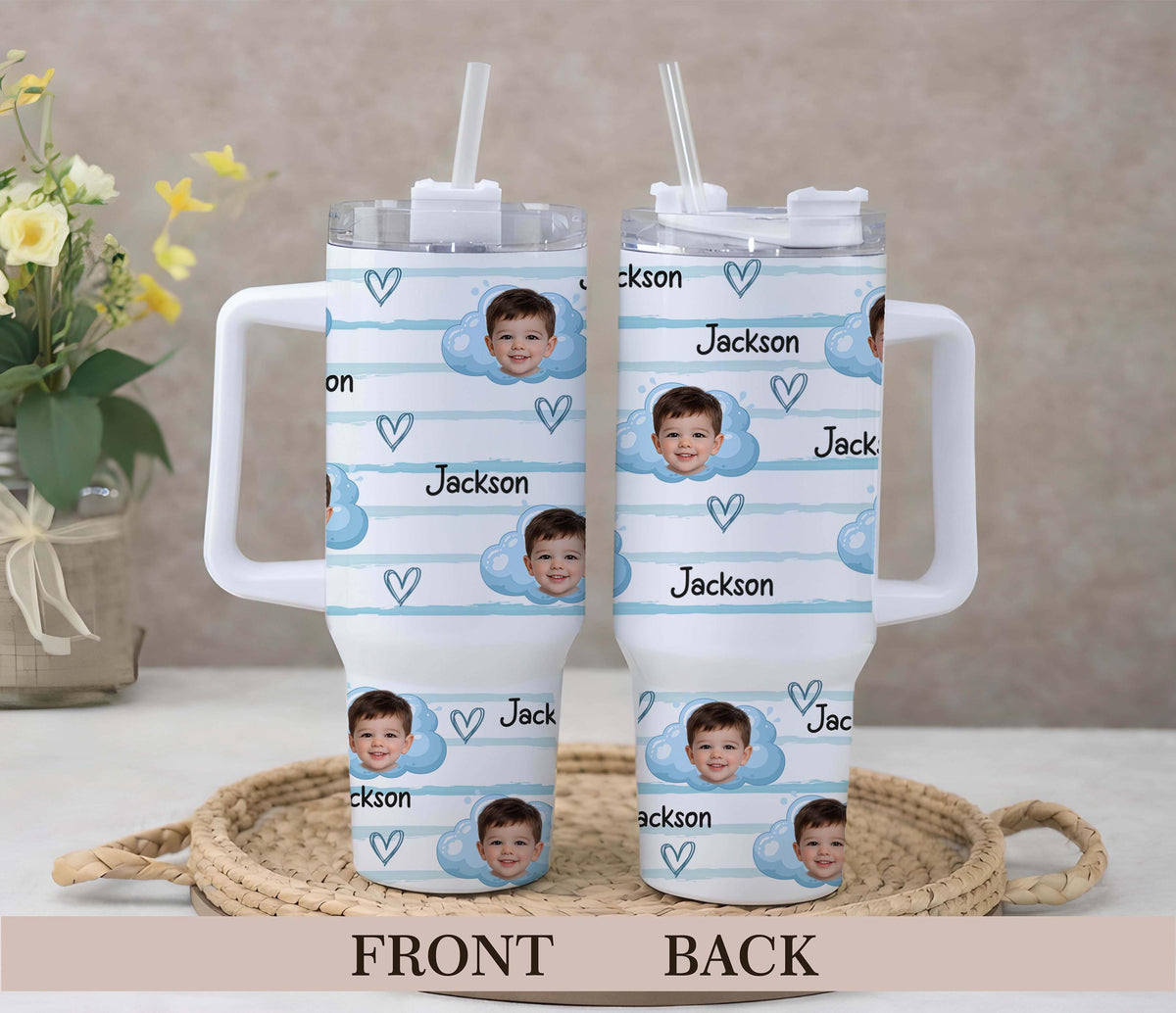 Personalized Baby Photo Tumbler, Custom Travel Mug, Grandparent Gift