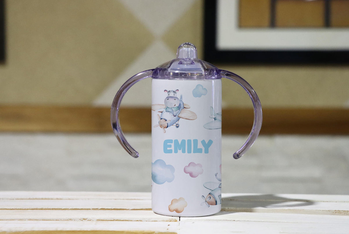 Personalized Toddler Sippy Cup with Handles, Astronaut Design, Baby Gift Water Bottle