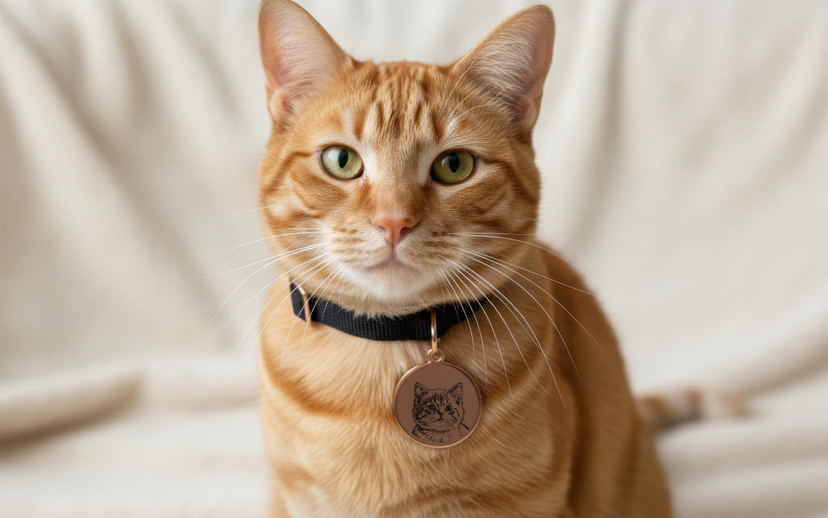 Personalized Cats Photo Engraved Tag, Custom Pet Portrait Collar Charm, Two-Sided Metal Pets ID Tags, Unique Cats Lover Gift