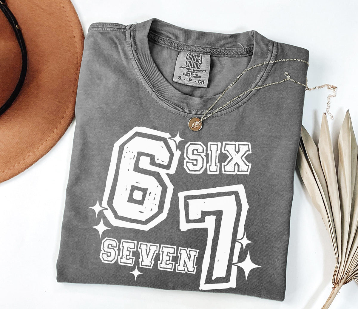 Comfort Colors® 6 7 Meme Shirt, Funny Viral T-Shirt, Six Seven Gag Crewneck, Sarcastic Graphic Tee
