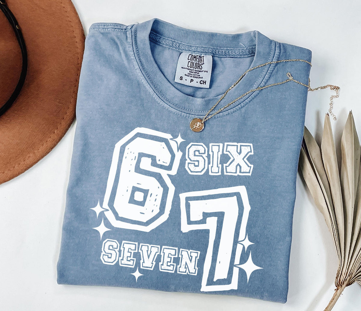 Comfort Colors® 6 7 Meme Shirt, Funny Viral T-Shirt, Six Seven Gag Crewneck, Sarcastic Graphic Tee