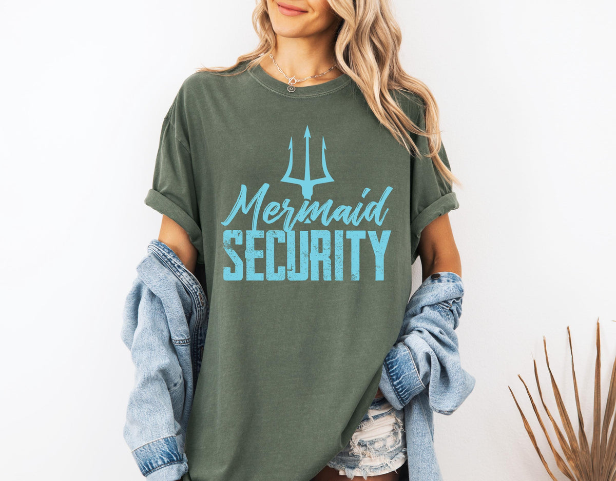 Comfort Colors® Mermaid Security Shirt, Mermaid Security Dad T-shirt, Mermaid Security Dad Gift Tee, Mermaid Birthday Party Crewneck