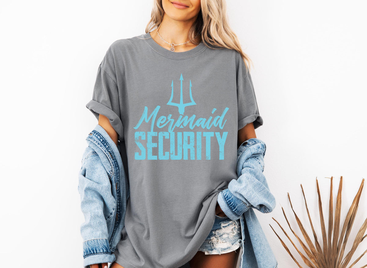 Comfort Colors® Mermaid Security Shirt, Mermaid Security Dad T-shirt, Mermaid Security Dad Gift Tee, Mermaid Birthday Party Crewneck