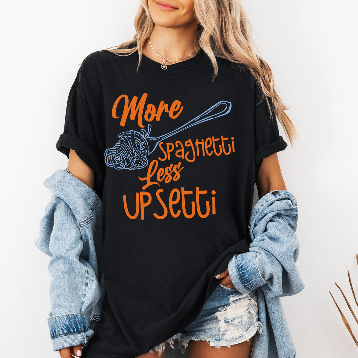 Comfort Colors® More Spaghetti Less Upsetti Shirt, Funny Food Crewneck, Spaghetti Lover Tee, Food Humor Gift