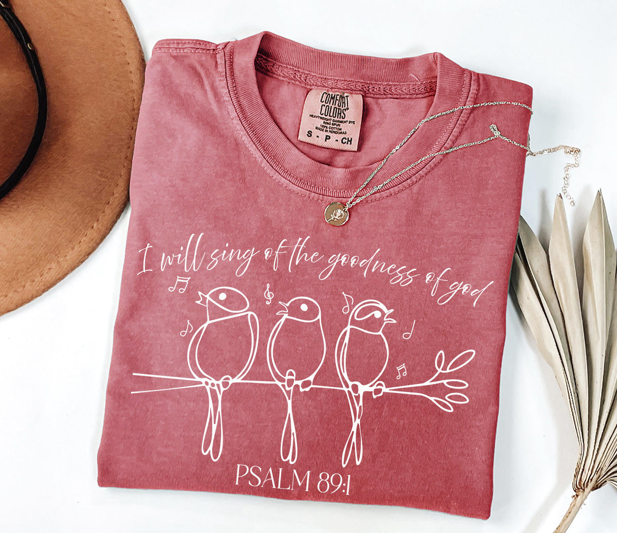Comfort Colors® I Will Sing of the Goodness of God Shirt, Bible Verse Shirt, Christian Bird Shirt, Faith Based Shirt, Religious Long Sleeve