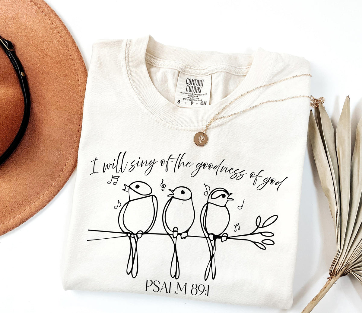 Comfort Colors® I Will Sing of the Goodness of God Shirt, Bible Verse Shirt, Christian Bird Shirt, Faith Based Shirt, Religious Long Sleeve