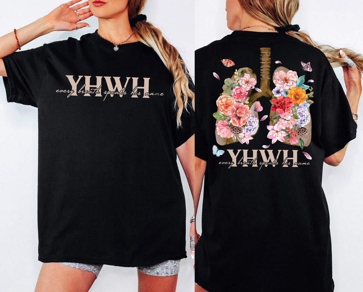 Comfort Colors® YHWH Lungs Christian Shirt, Every Breath Speak His Name T-Shirt, Bible Verse Quote Tee, Religious Christian Gift, Faith Tee