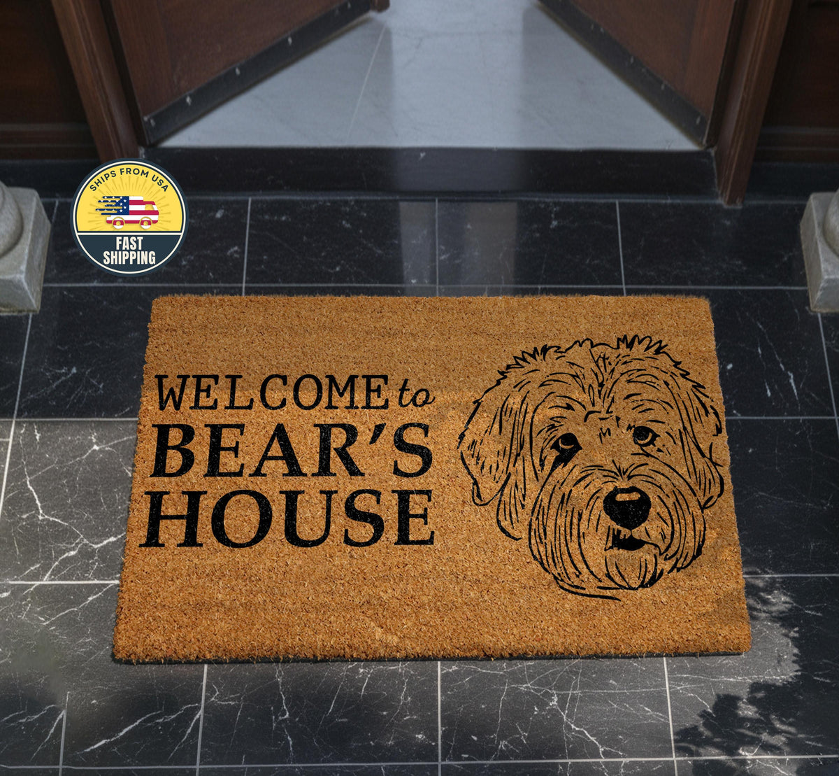Personalized Dog Welcome Mat, Custom Pet House Doormat, Funny Pet Lover Gift, Dog Home Decor