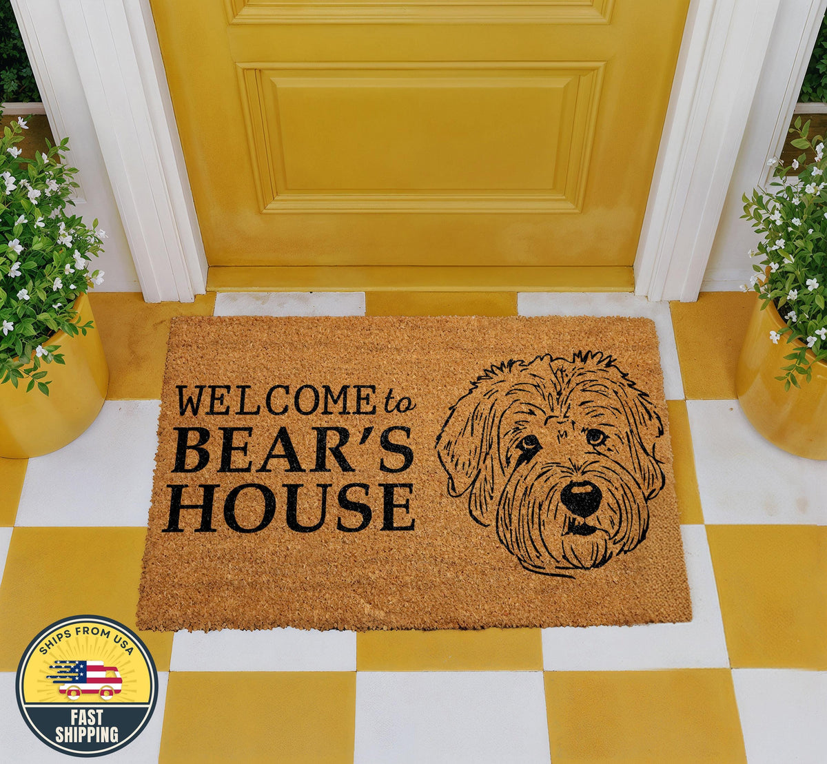 Personalized Dog Welcome Mat, Custom Pet House Doormat, Funny Pet Lover Gift, Dog Home Decor