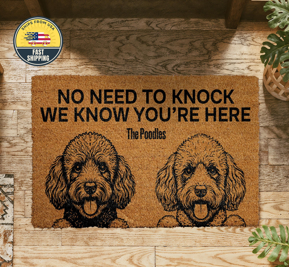 No Need to Knock We Know You are Here The Dogs Doormat, Funny Pet Welcome Mat