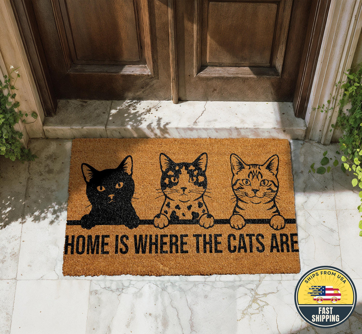 Home Is Where The Cats Are Doormat, Cat Lover Welcome Doormat, Cat Lover Gift, Cute Doormat