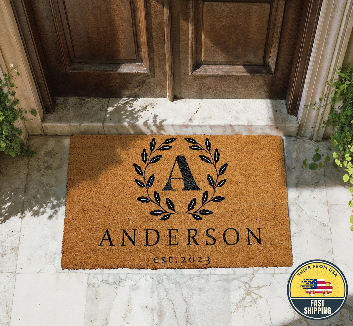 Custom Last Name Welcome Doormat, Personalized Door Mat With Date, New Home Welcome Rug