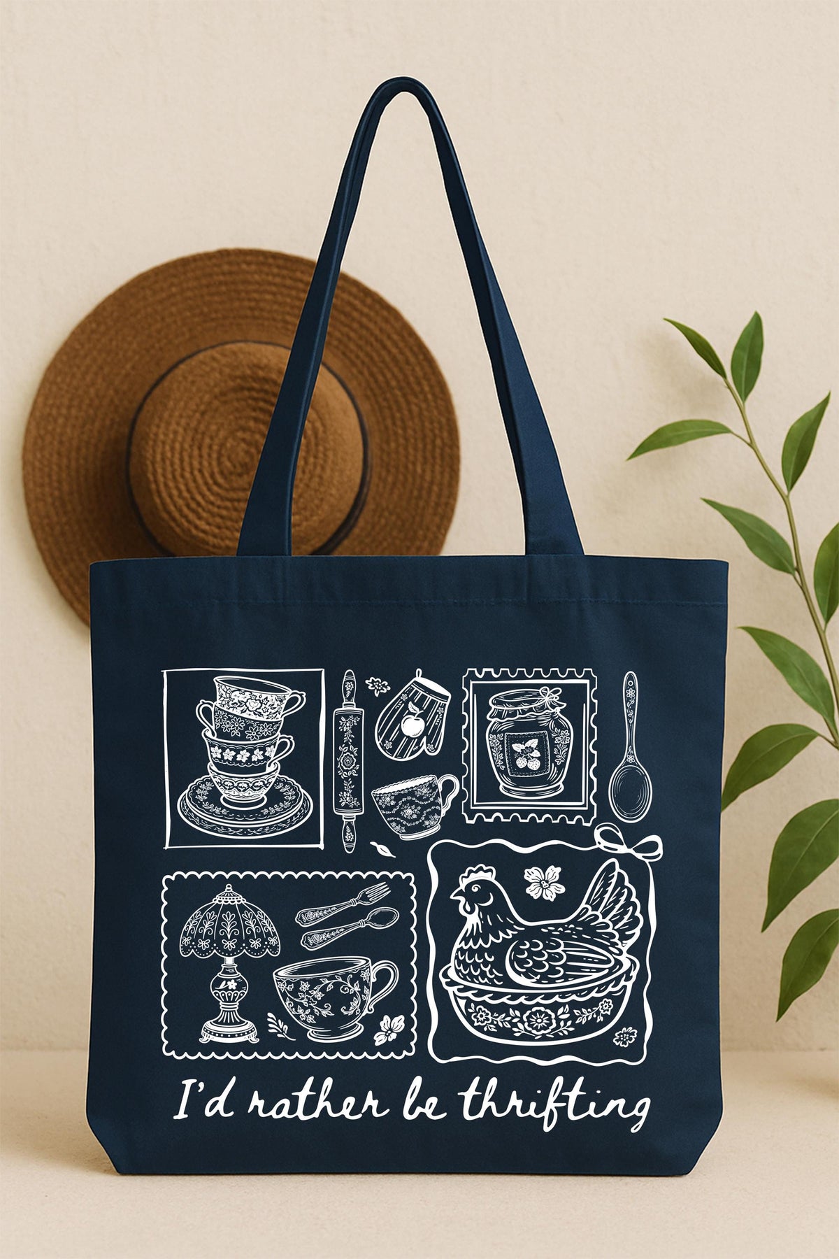 I’d Rather Be Thrifting Tote Bag, Vintage Shopping Lover Tote, Mother's Day Gift Tote Bags