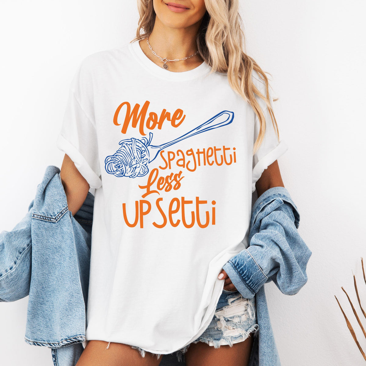 Comfort Colors® More Spaghetti Less Upsetti Shirt, Funny Food Crewneck, Spaghetti Lover Tee, Food Humor Gift