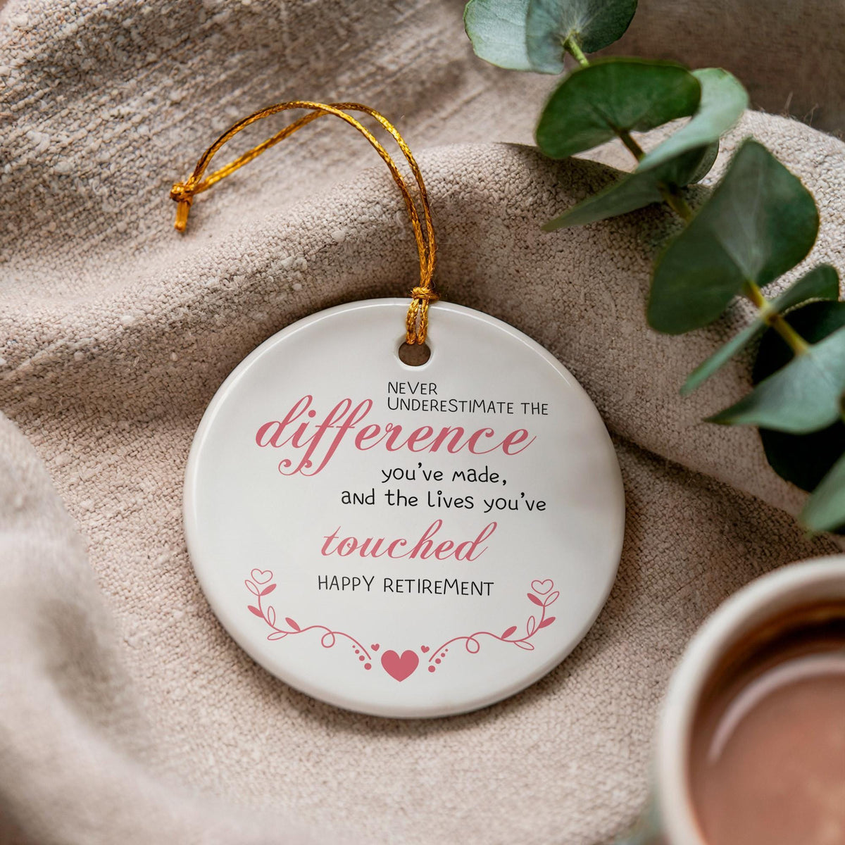 Happy Retirement Ornament, Ceramic Keepsake, Farewell Gift, USA Printed
