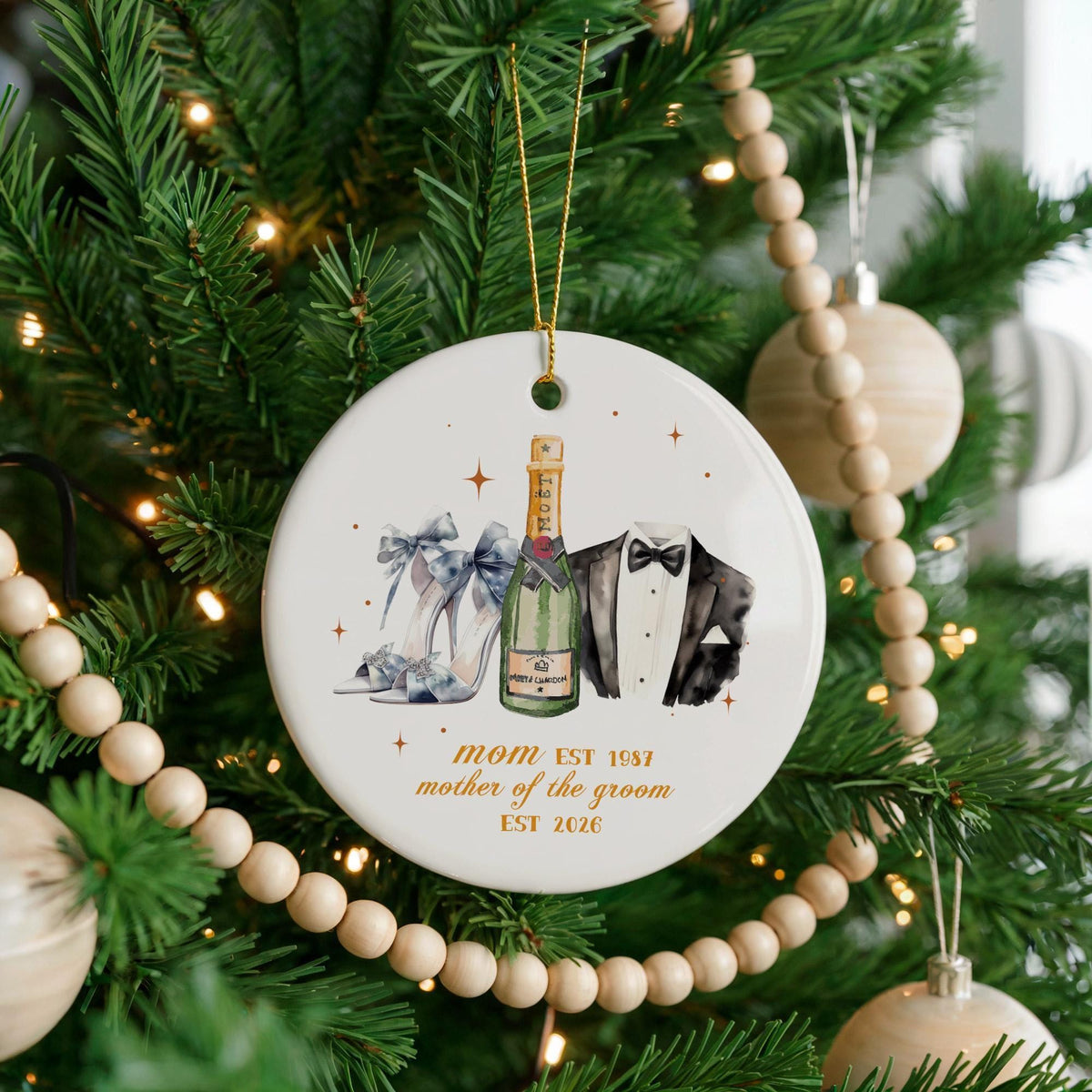 Personalized Mother of the Groom Ceramic Ornament, Custom Wedding Keepsake