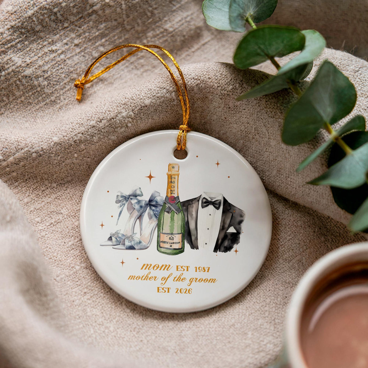Personalized Mother of the Groom Ceramic Ornament, Custom Wedding Keepsake