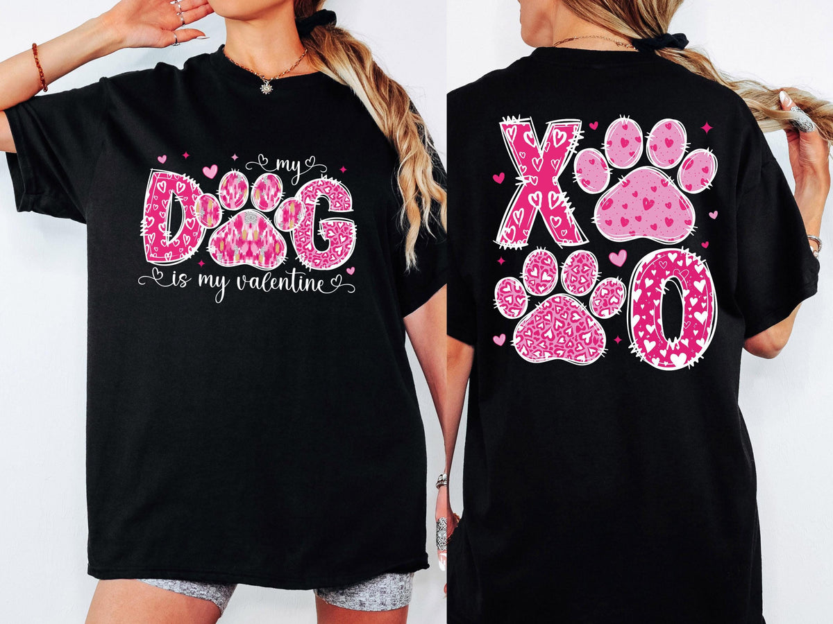 Comfort Colors® My Dog Is My Valentine Shirt, Dog Valentine XOXO T-Shirt, Dog Lover Shirt, Funny Dog Mom Valentine's Day Tees, Paw Print Tee