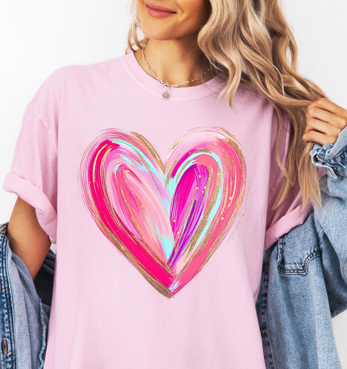 Watercolor Heart Comfort Colors® Shirt, Colorful Heart T-shirt, Valentine's Day Gift Tee, Women Heart Shirt, Couple Vacation Crewneck