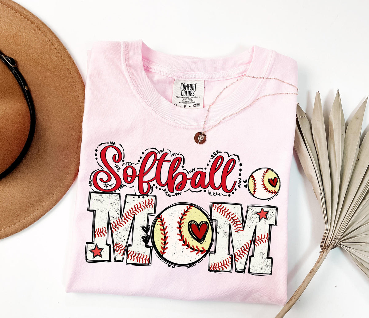 Comfort Colors® Softball Mom Shirt, Softball Lover Mama T-Shirt, Softball Long Sleeve, Sports Mom Crewneck, Sport Season Mom Gift Tee