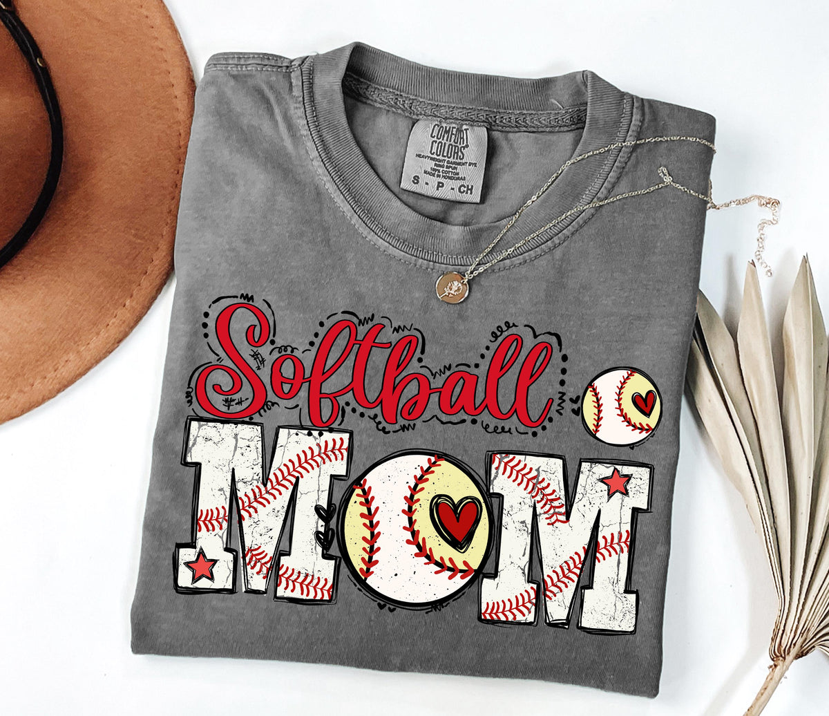 Comfort Colors® Softball Mom Shirt, Softball Lover Mama T-Shirt, Softball Long Sleeve, Sports Mom Crewneck, Sport Season Mom Gift Tee