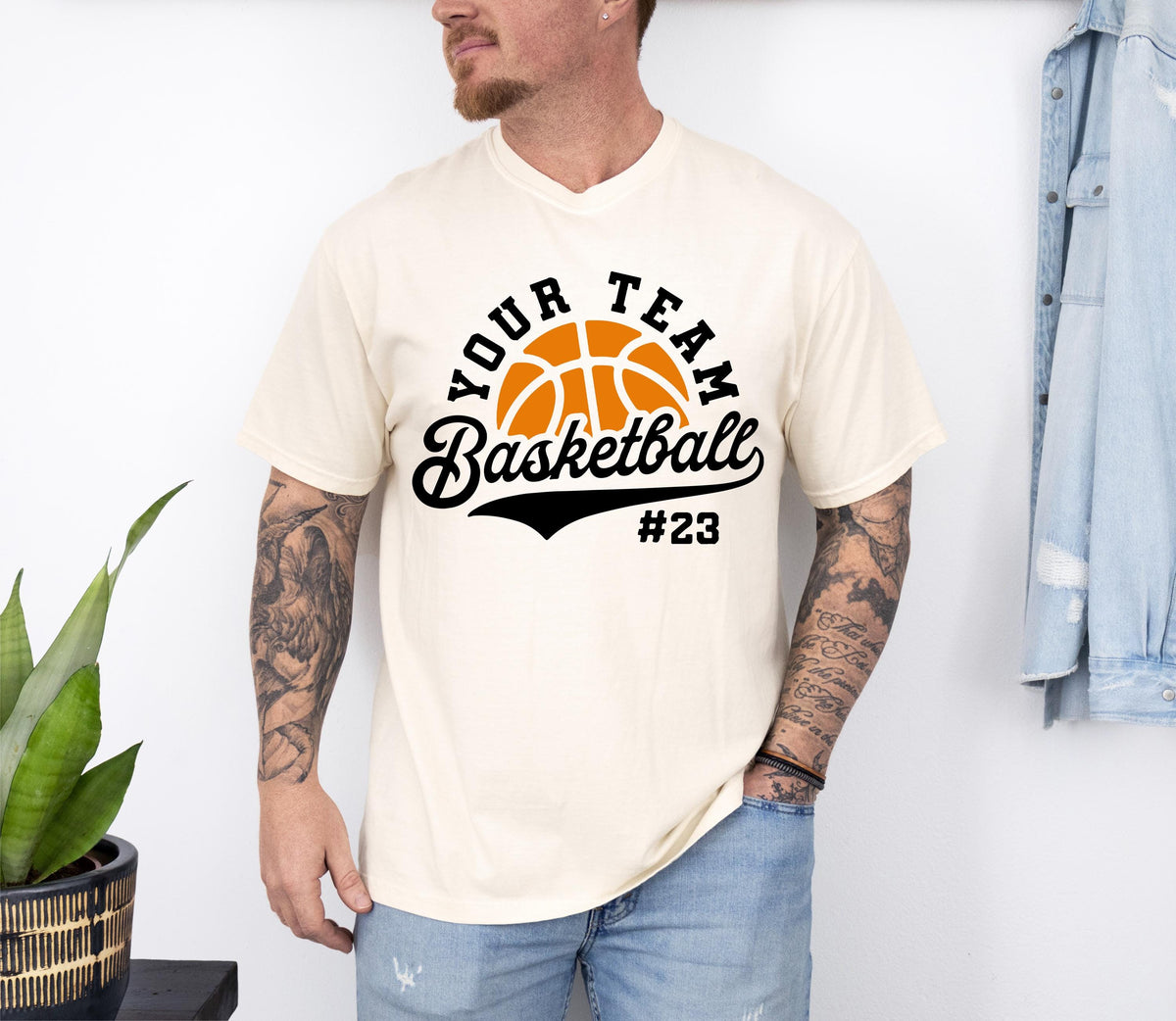 Comfort Colors® Custom Team & Number Basketball T-shirt, Basketball Lover Gift, Basketball Player Shirt, Basketball Season Crewneck