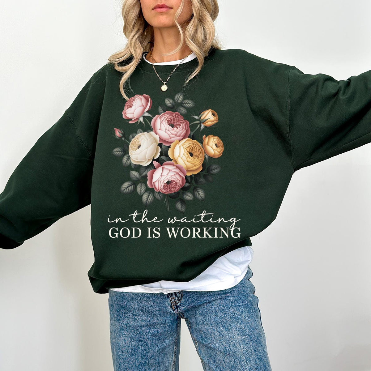 In the Waiting God Is Working Floral Shirt