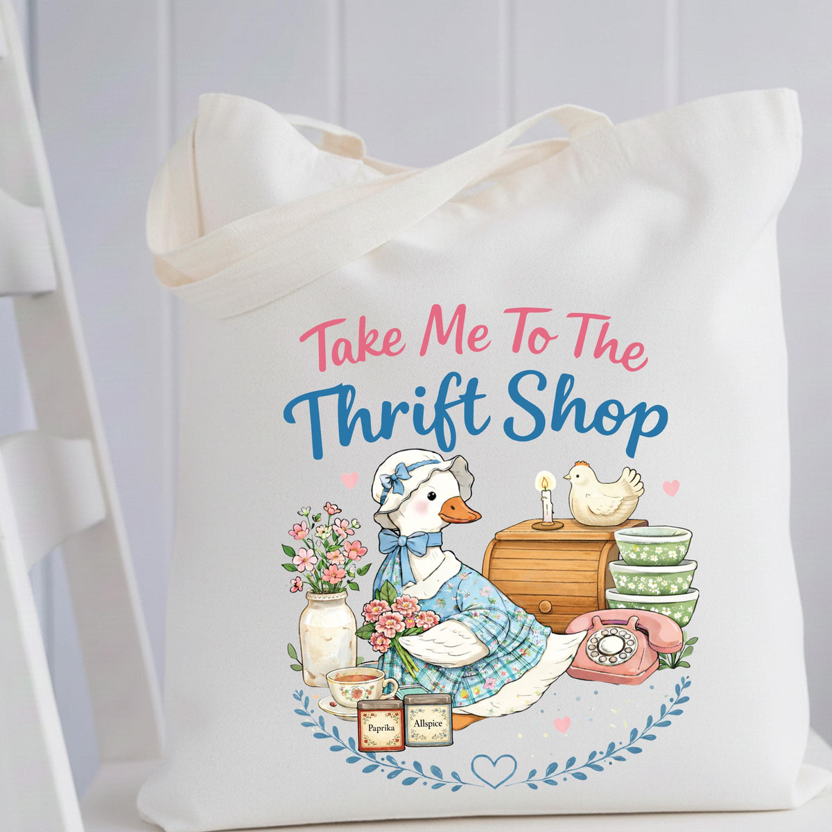 Take Me to the Thrift Shop Tote Bag, Thrift Store Lover Gift Tote, Funny Shopping Lover Tote Bag