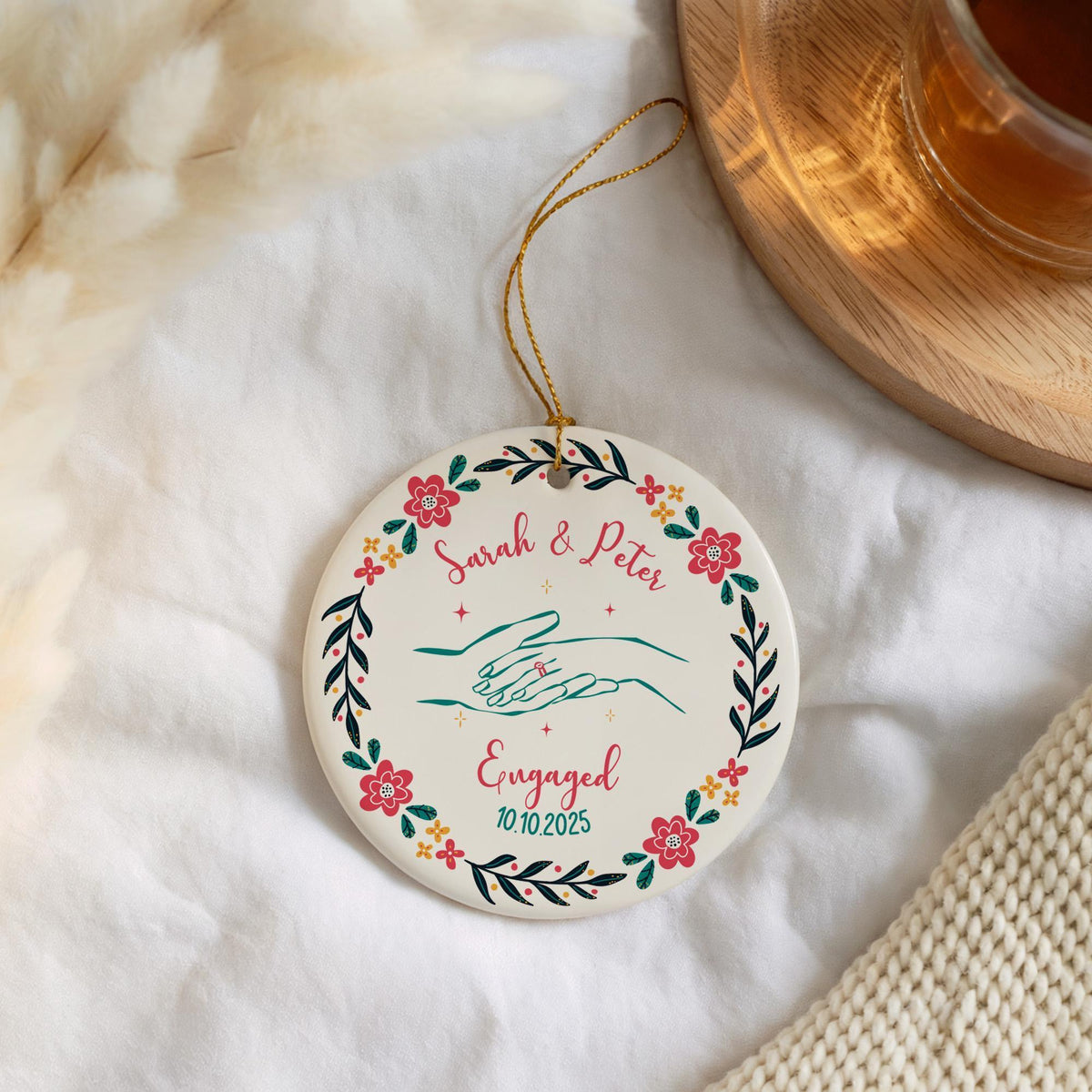 Personalized Engagement Ornament 2026, Personalized First Christmas Engaged Ornament
