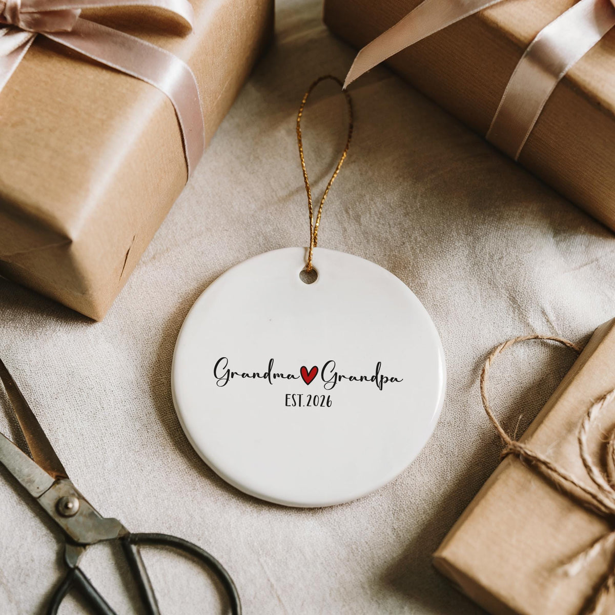 Grandma & Grandpa Pregnancy Announcement Ornament, Cute Baby Reveal Keepsake for Grandparents