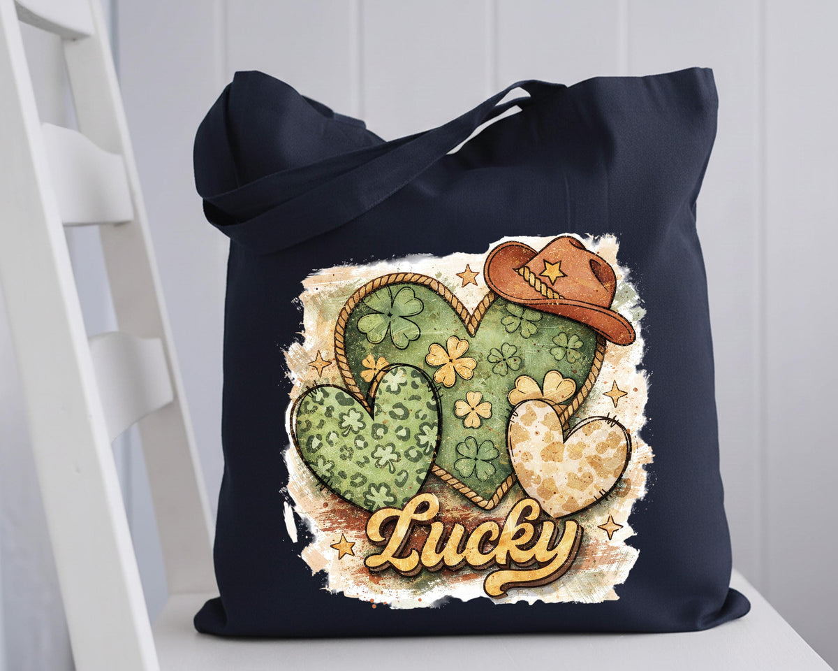 Lucky Tote Bag, Western St. Patrick's Day Tote Bag, Shamrock Heart Tote Gift