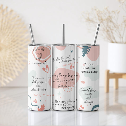 Inspirational Quotes Christian Tumbler With Straw, Bible Verse Coffee Tumbler