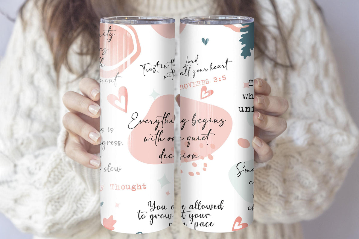 Inspirational Quotes Christian Tumbler With Straw, Bible Verse Coffee Tumbler