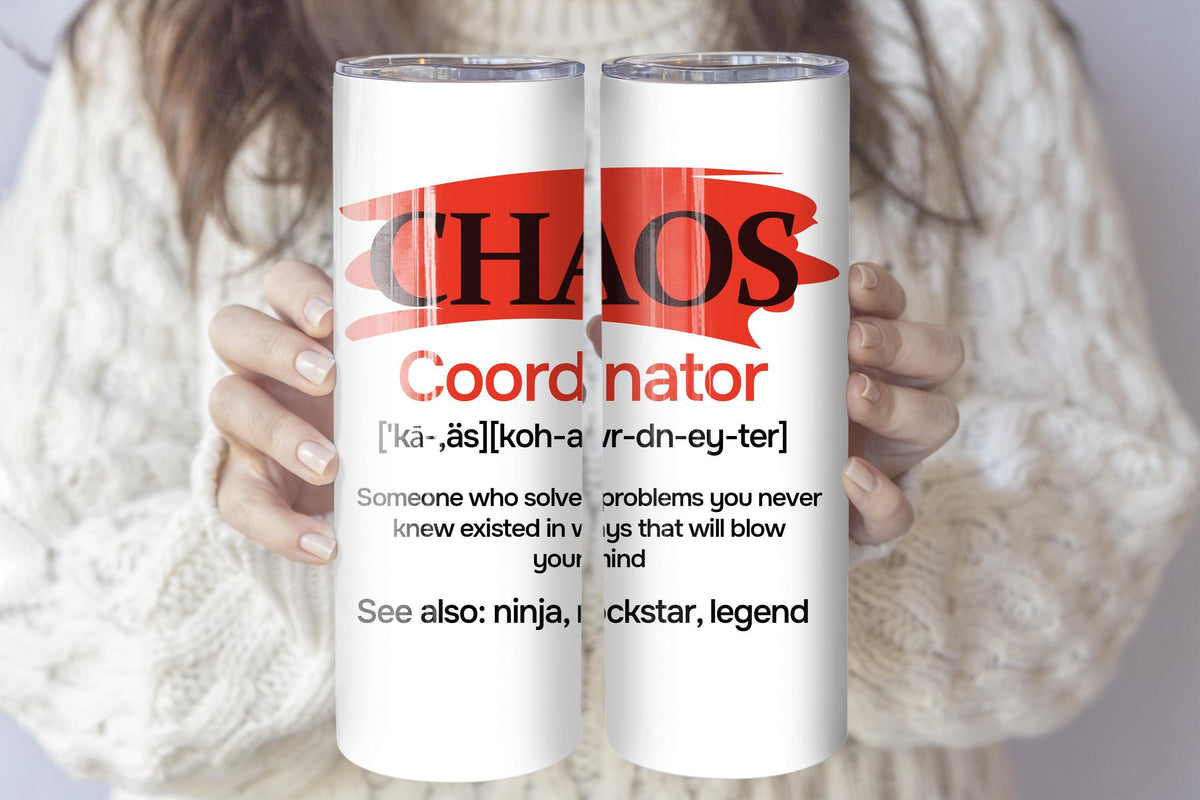 Personalized Chaos Coordinator Tumbler With Straw, Funny Grade Teacher Coffee Tumbler