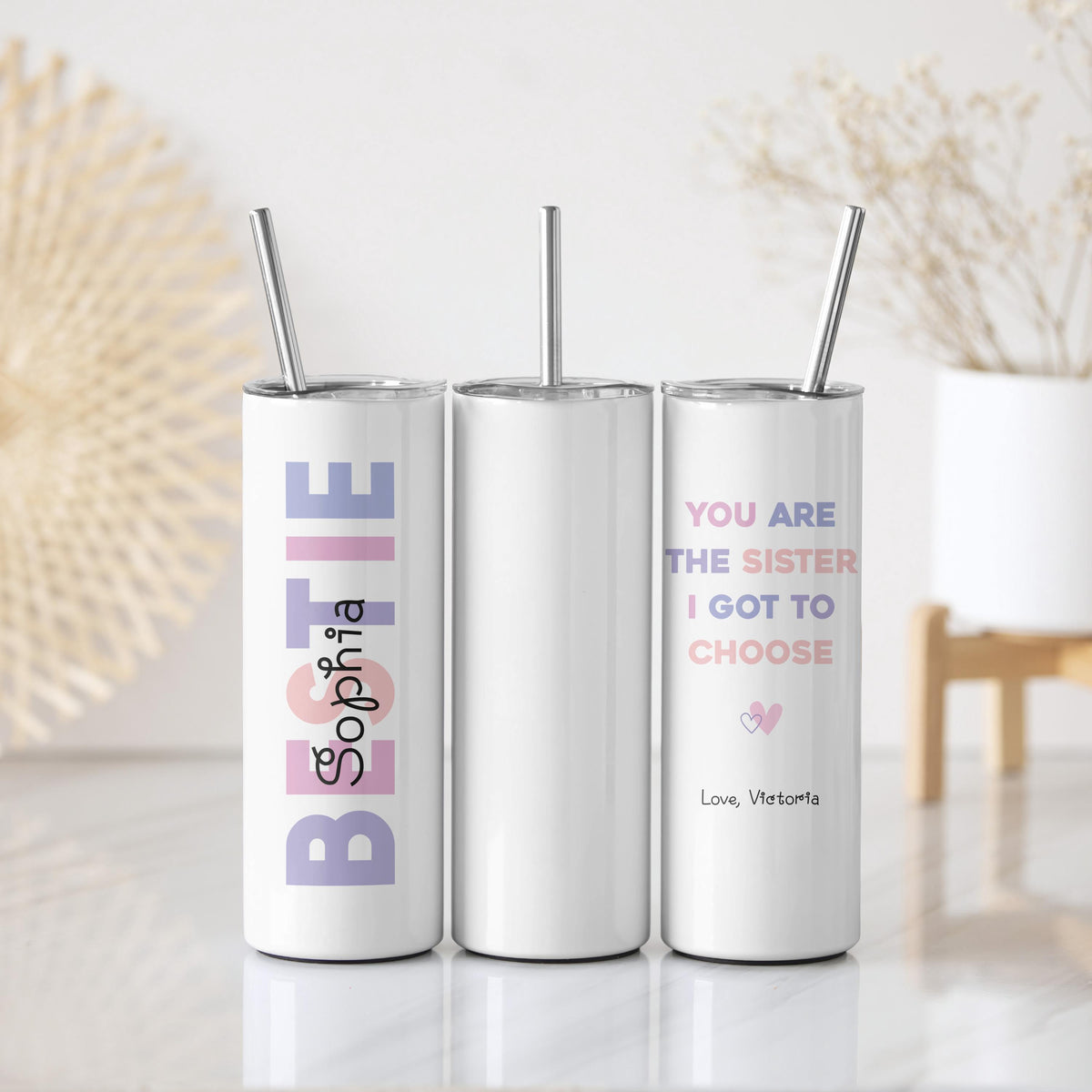Personalized You Are The Sister I Got To Choose Cup, Bestie Tumbler With Straw
