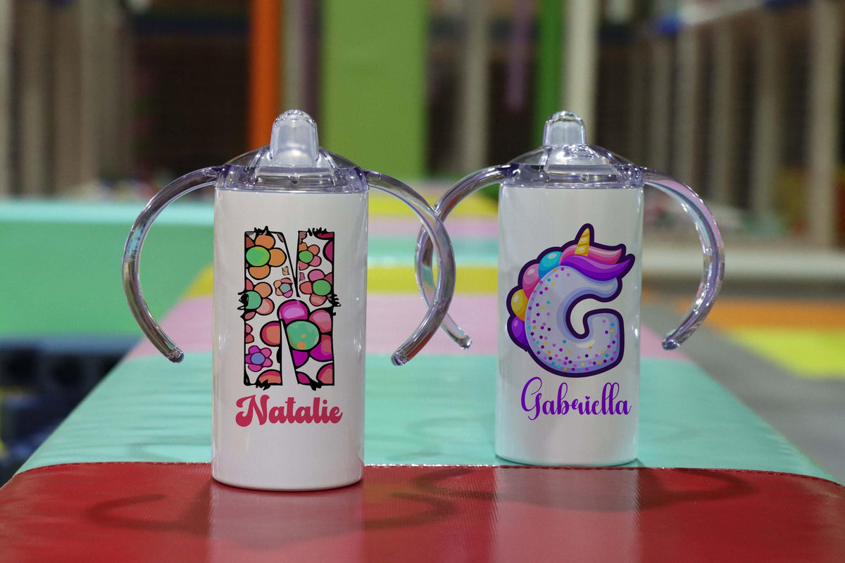 Personalized 12 oz Kids Tumbler, Custom Name Sippy Cup For Toddlers