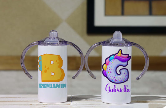 Personalized 12 oz Kids Tumbler, Custom Name Sippy Cup For Toddlers