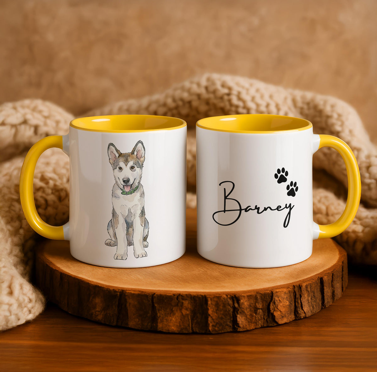 Custom Watercolor Pet Photo Mug, Personalized Cat Portrait & Name Cup, Cats Lover Gift, Paw Print Design Ceramic Cups, Kitten Owner Present