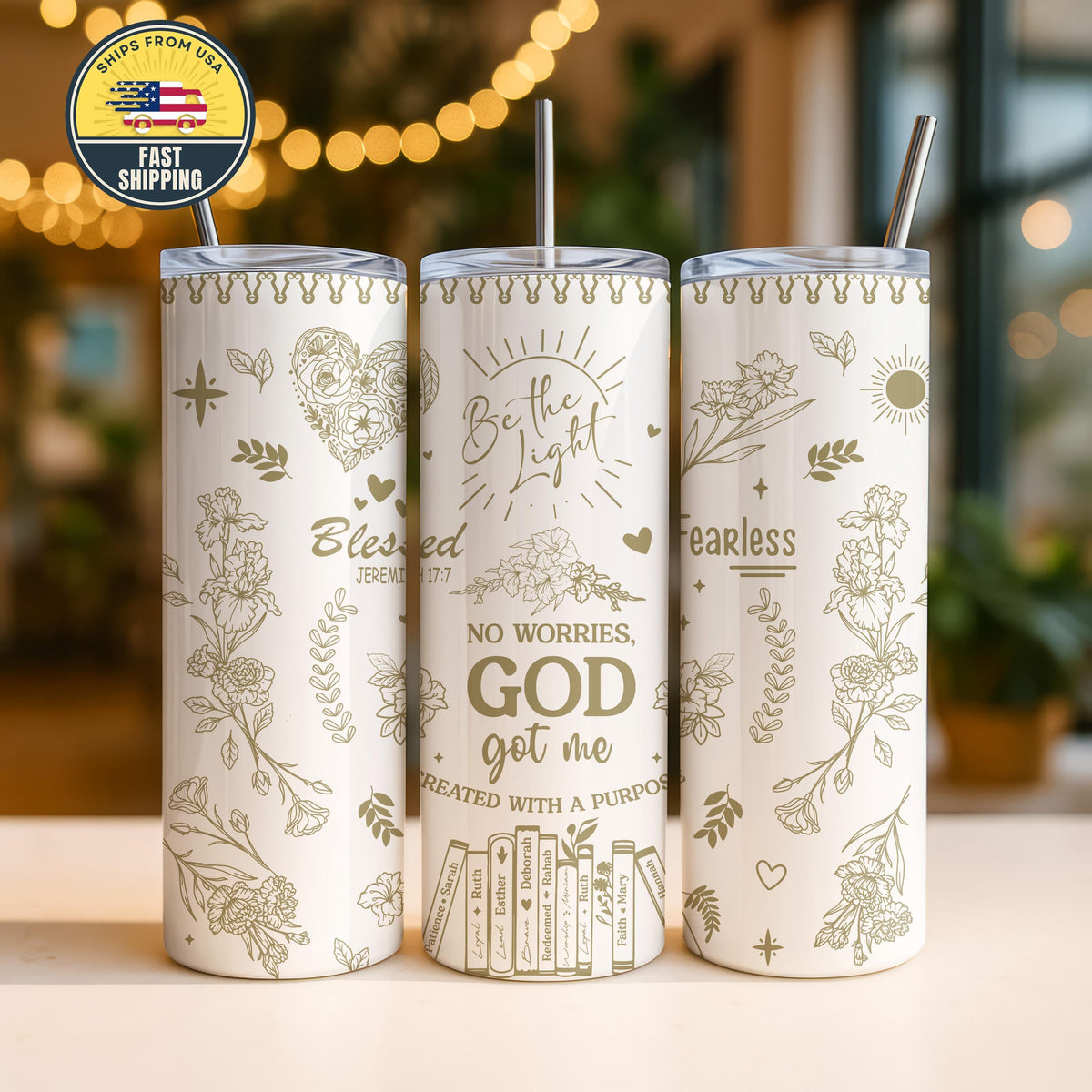 God Got Me Tumbler, No Worries God Got Me Tumbler With Straw, Religious Affirmation Tumbler