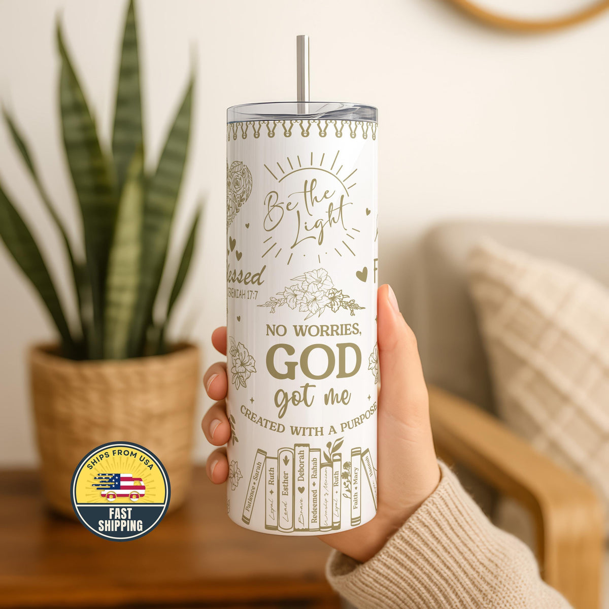 God Got Me Tumbler, No Worries God Got Me Tumbler With Straw, Religious Affirmation Tumbler
